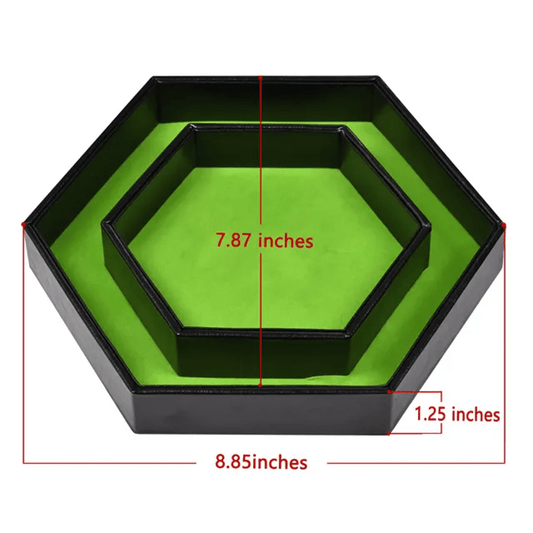 Tray of Fates | Hexagonal Dice Tray | Green Felt - Tabletop Dominion - We Print Miniatures