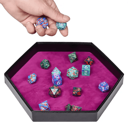 Tray of Fates | Hexagonal Dice Tray | Purple Felt - Tabletop Dominion - We Print Miniatures