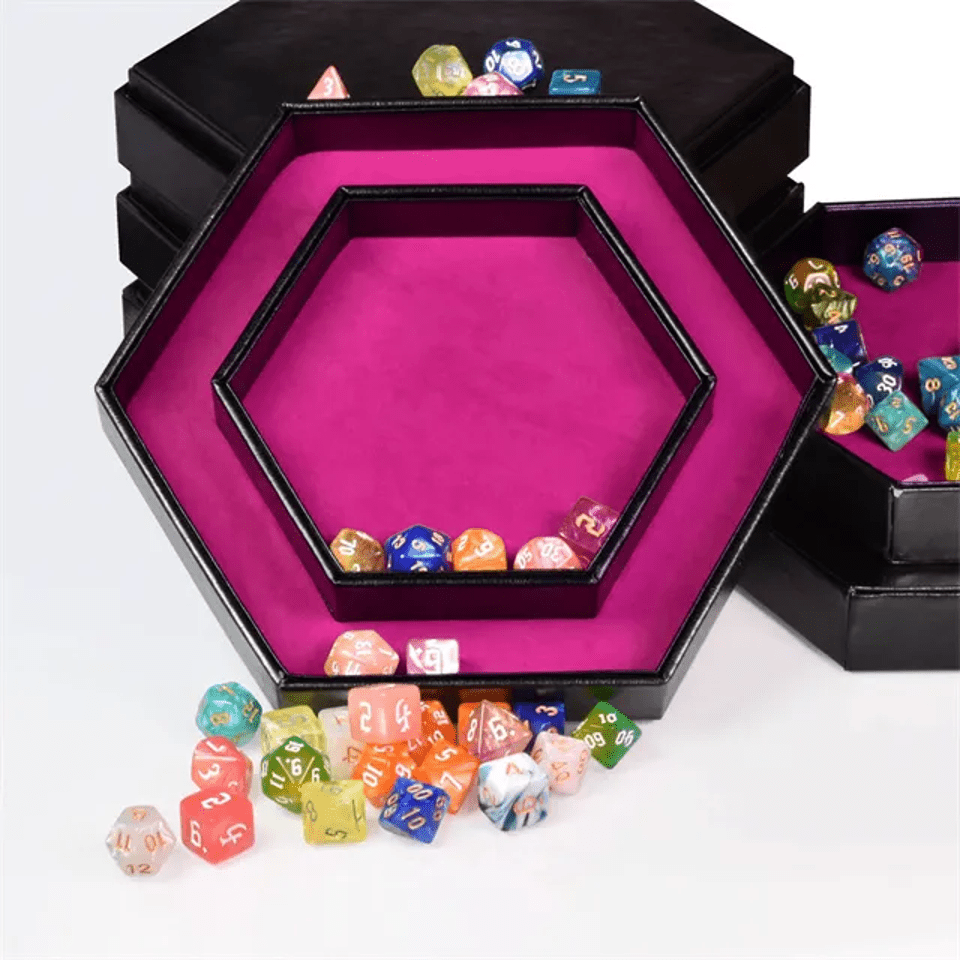 Tray of Fates | Hexagonal Dice Tray | Purple Felt - Tabletop Dominion - We Print Miniatures