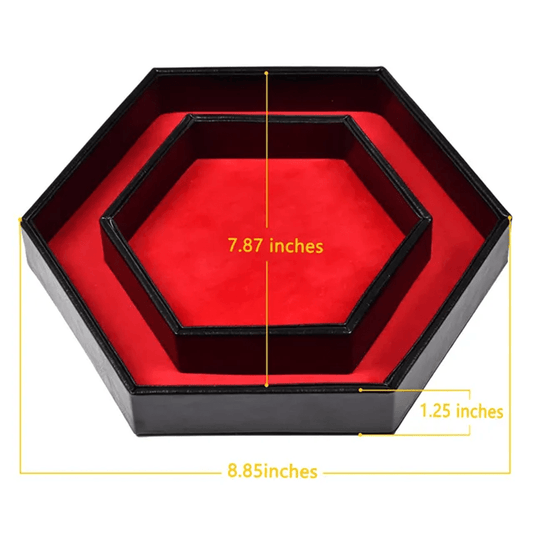 Tray of Fates | Hexagonal Dice Tray | Red Felt - Tabletop Dominion - We Print Miniatures