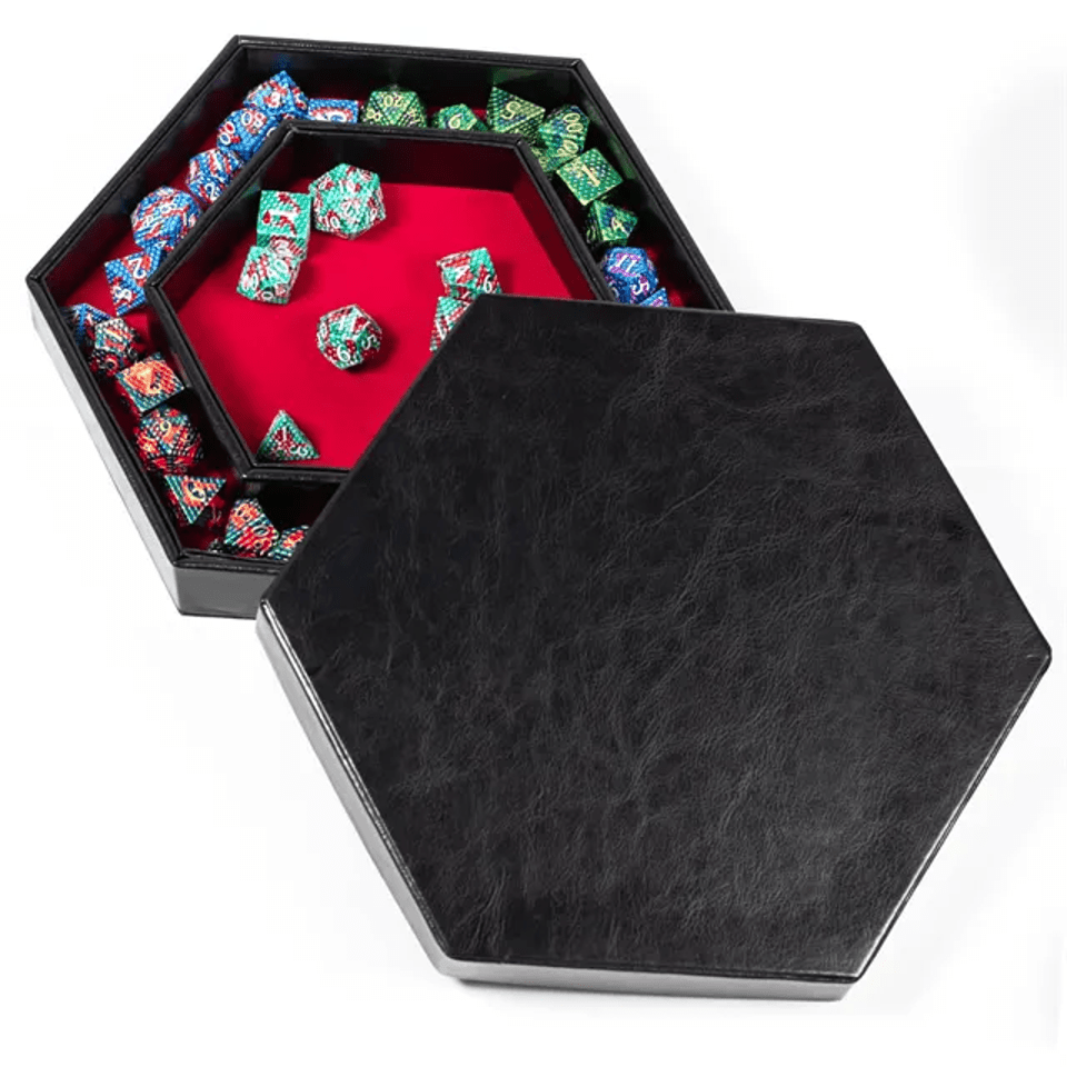 Tray of Fates | Hexagonal Dice Tray | Red Felt - Tabletop Dominion - We Print Miniatures