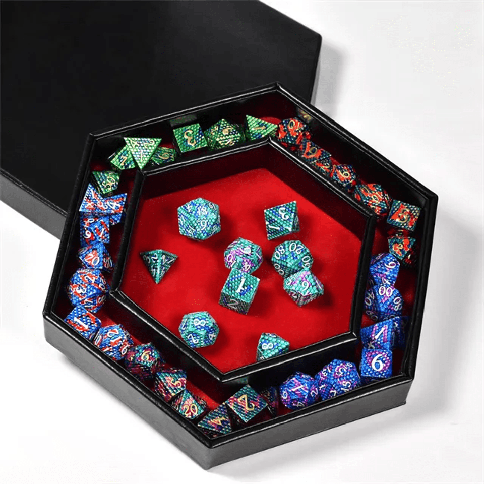 Tray of Fates | Hexagonal Dice Tray | Red Felt - Tabletop Dominion - We Print Miniatures