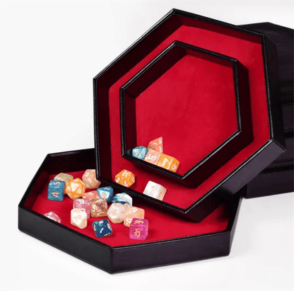 Tray of Fates | Hexagonal Dice Tray | Red Felt - Tabletop Dominion - We Print Miniatures