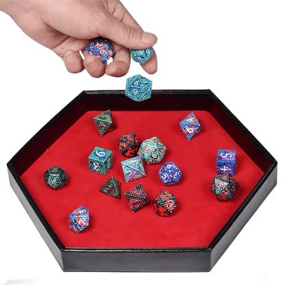 Tray of Fates | Hexagonal Dice Tray | Red Felt - Tabletop Dominion - We Print Miniatures