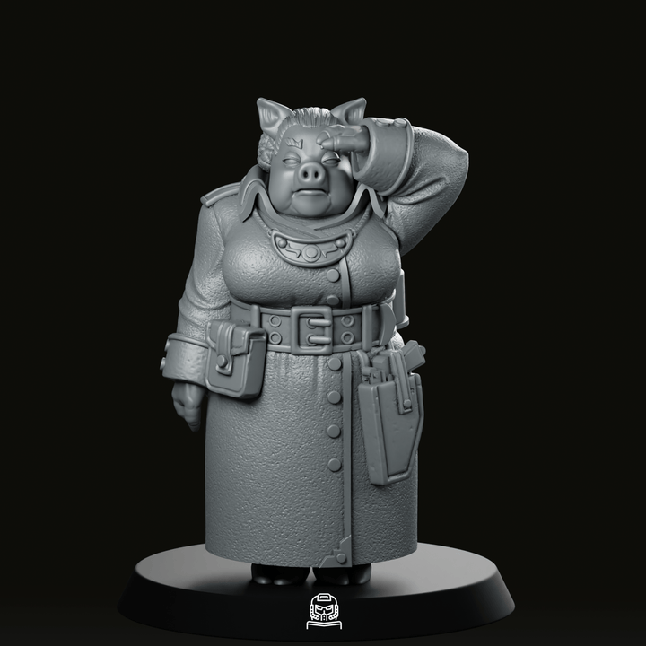 Trench Aide Miniature Pig Officer Character Resin