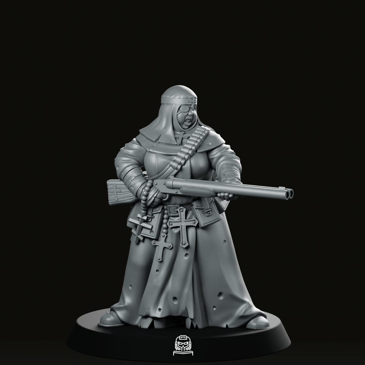 Trench Fanatic Nun Shotgun Miniature - Onmioji - We Print Miniatures