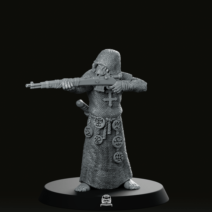 Miniatura de Francotiradora Cultista Enmascarada de las Trincheras Grimdark Fusilera