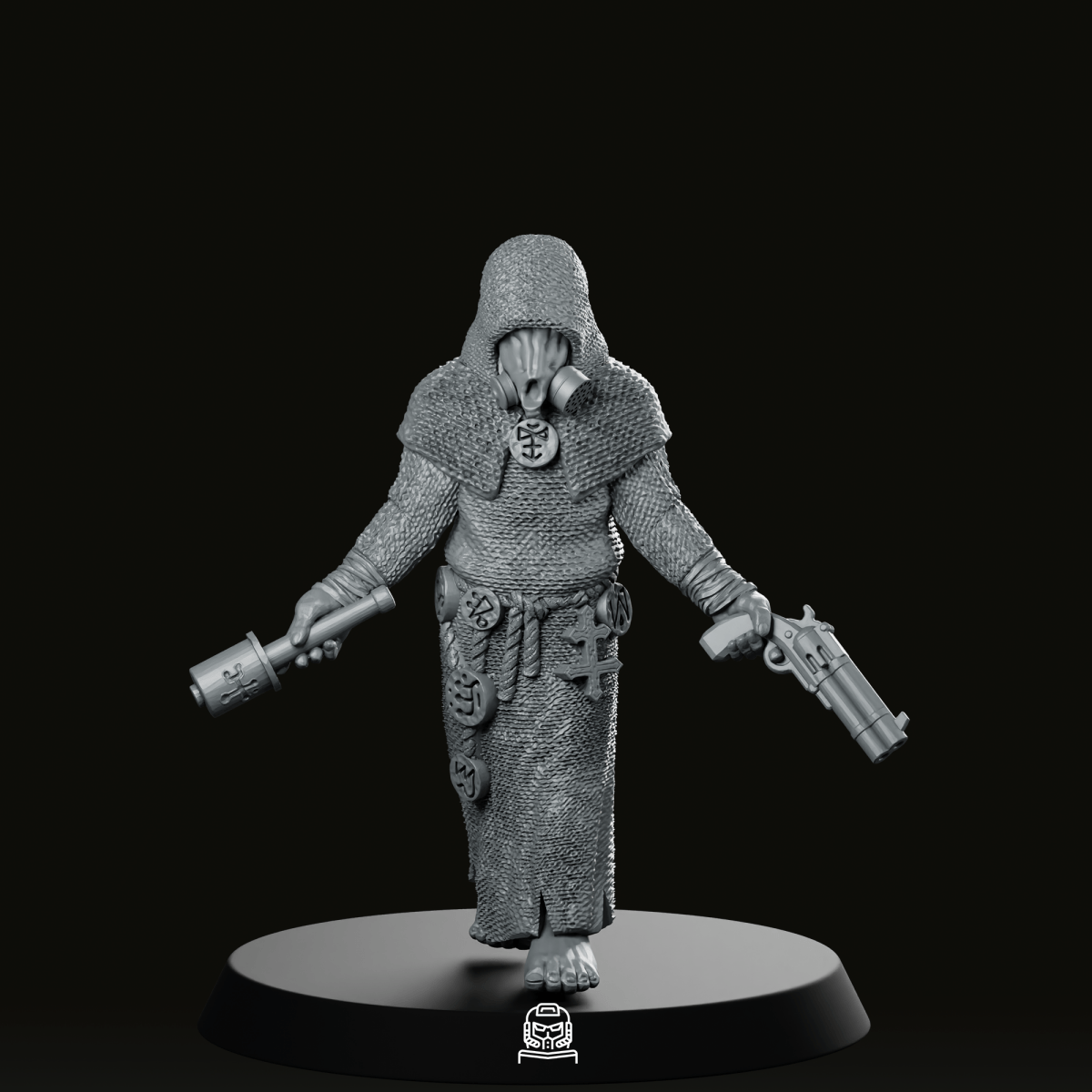 Trench Masked Cultist With Pistol Miniature - Onmioji - We Print Miniatures