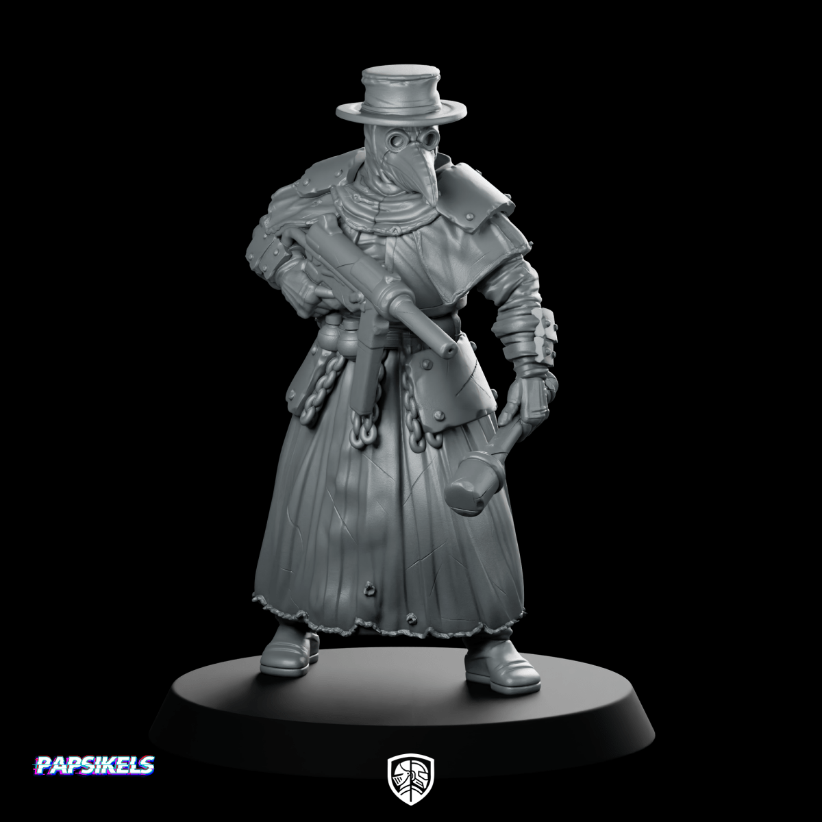 Trench Soldier Plague Pilgrim 4 Miniature Masked - Papsikels Miniatures - We Print Miniatures