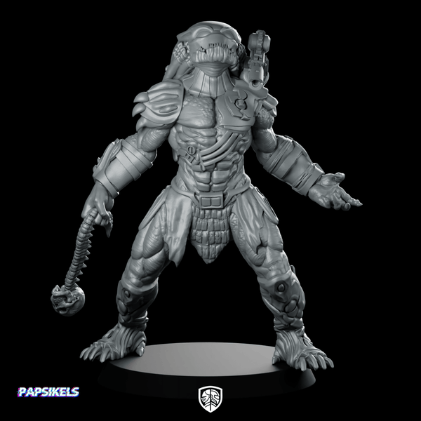 Triumph Skull Hunter Miniature Alien Armored Warrior - Papsikels Miniatures - We Print Miniatures