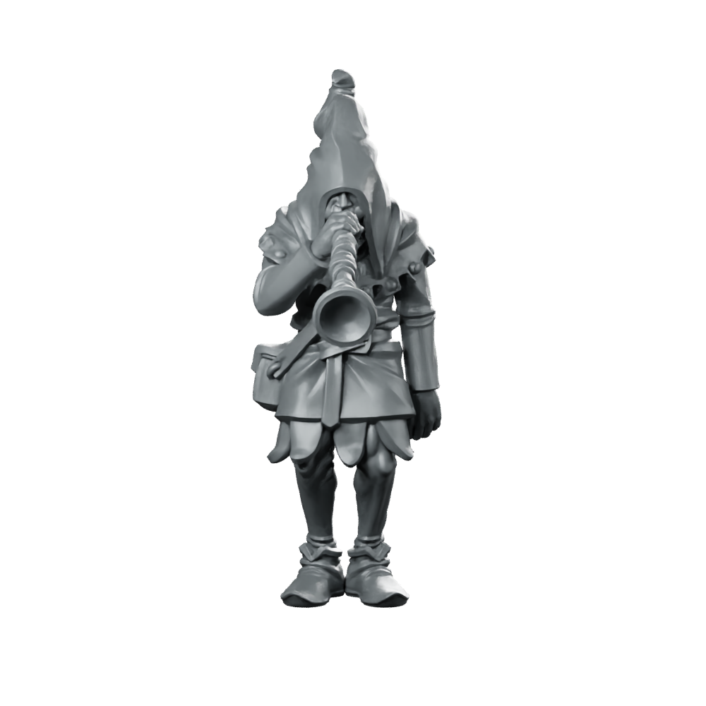 Trumpeter Fantasy Miniature Hooded Bard Herald Character Miniature 360 Spin 01
