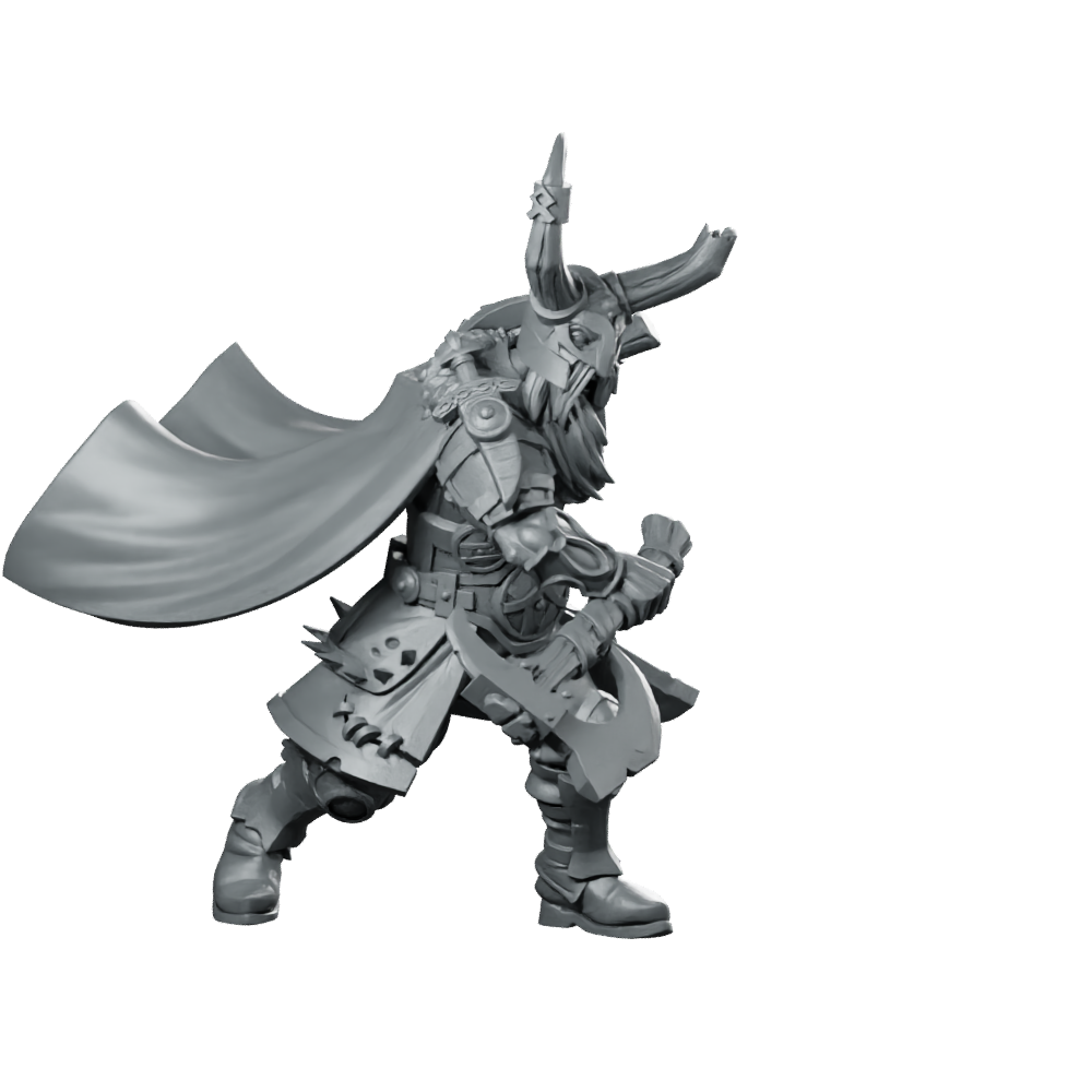 Two Hand Axe Miniature Viking Barbarian Berserker Warrior Miniature 360 Spin 01