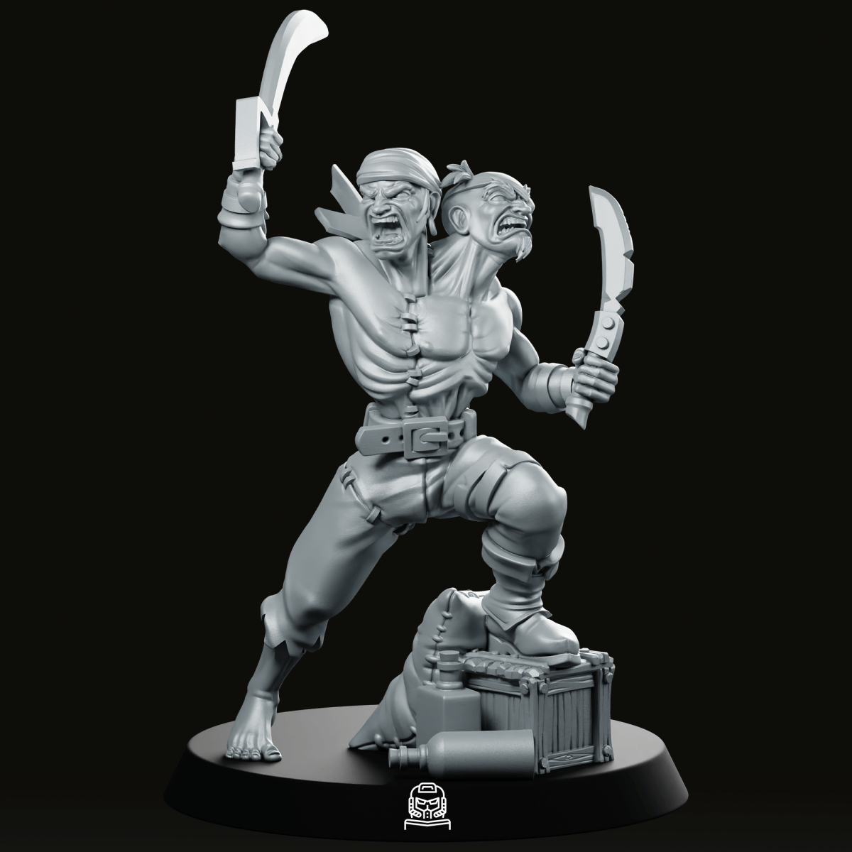 Two - headed Pirate Miniature - CastNPlay - We Print Miniatures
