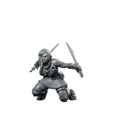 Two Swords Rogue Miniature Sci-Fi Dual-Wield Assassin Miniature 360 Spin 01
