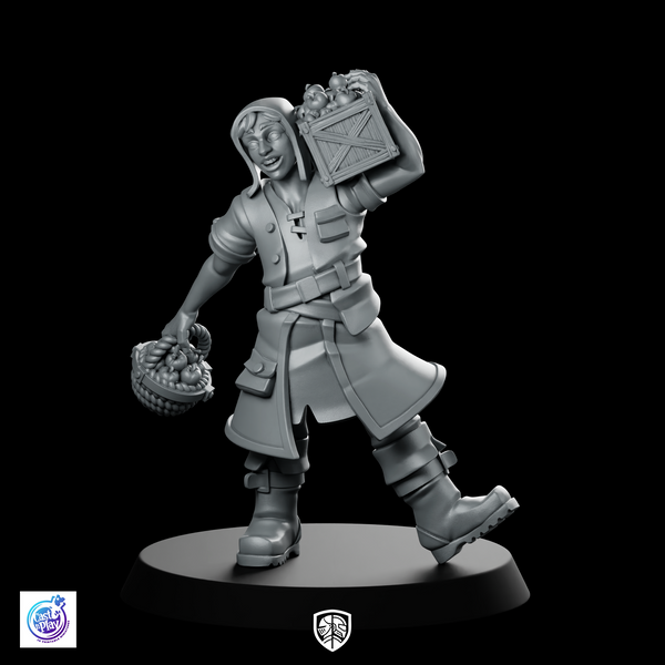 Ulmar Carrying Apples miniature townsfolk peasant civilian RPG