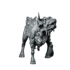 Undead Cow Miniature Zombie Bovine D&D Monster Miniature 360 Spin 01