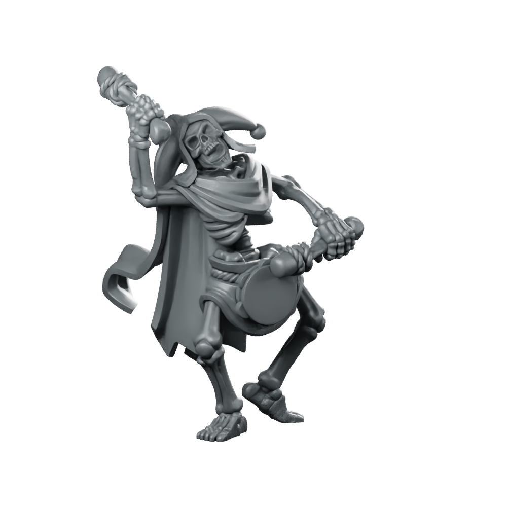 Undead Jester Miniature Skeleton Jester Drummer Miniature 360 Spin 01