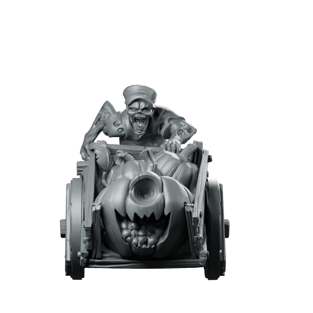 Undead Wagoner Miniature Haunted Cart Driver Halloween Miniature 360 Spin 01