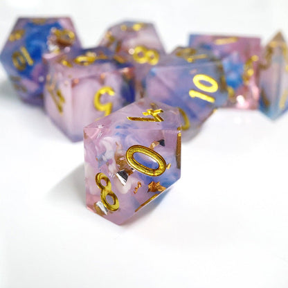 Unicorn Cream | Sharp Edge Dice | 7 Piece Set - Tabletop Dominion - We Print Miniatures