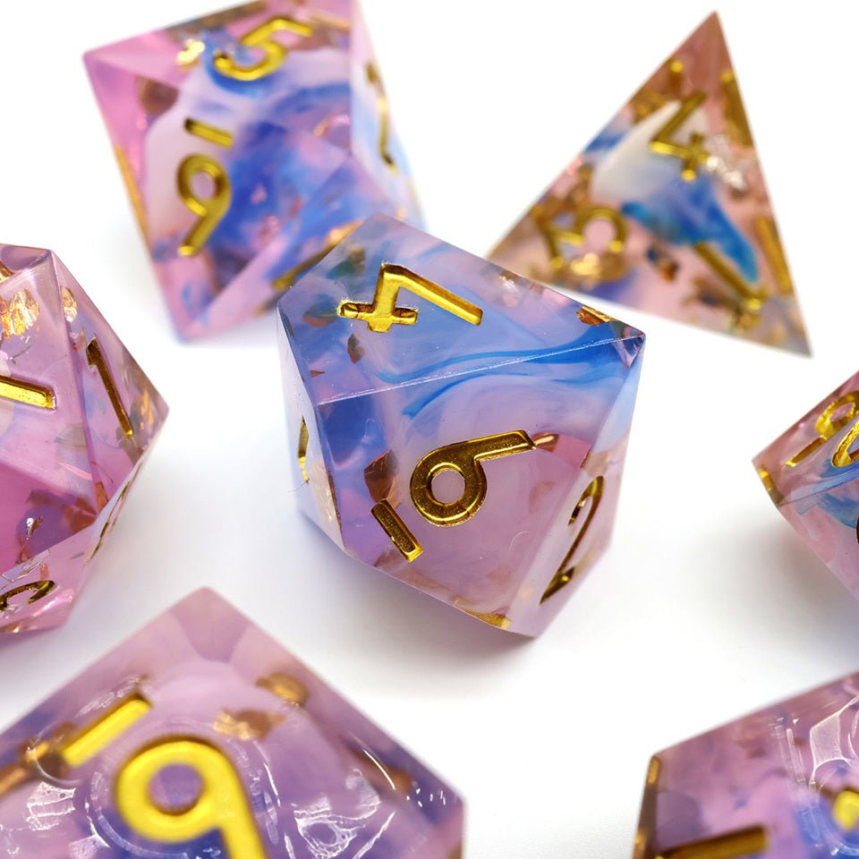 Unicorn Cream | Sharp Edge Dice | 7 Piece Set - Tabletop Dominion - We Print Miniatures