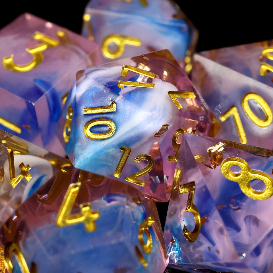 Unicorn Cream | Sharp Edge Dice | 7 Piece Set - Tabletop Dominion - We Print Miniatures