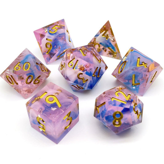 Unicorn Cream | Sharp Edge Dice | 7 Piece Set - Tabletop Dominion - We Print Miniatures