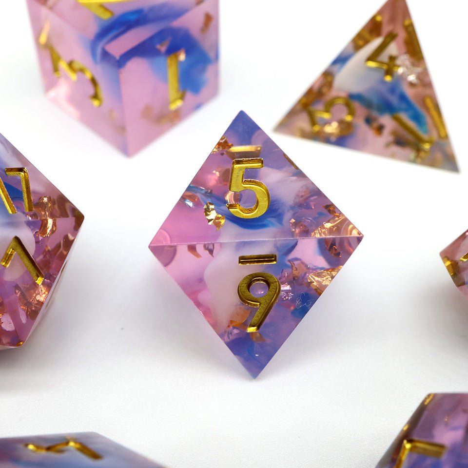Unicorn Cream | Sharp Edge Dice | 7 Piece Set - Tabletop Dominion - We Print Miniatures