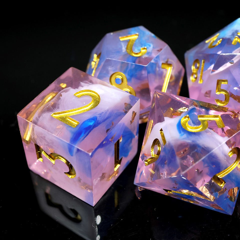 Unicorn Cream | Sharp Edge Dice | 7 Piece Set - Tabletop Dominion - We Print Miniatures
