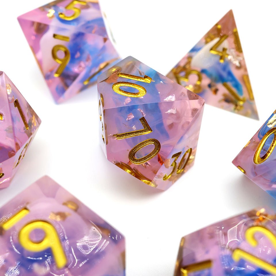 Unicorn Cream | Sharp Edge Dice | 7 Piece Set - Tabletop Dominion - We Print Miniatures