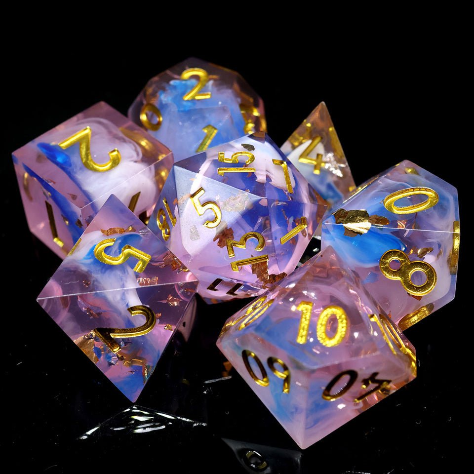 Unicorn Cream | Sharp Edge Dice | 7 Piece Set - Tabletop Dominion - We Print Miniatures