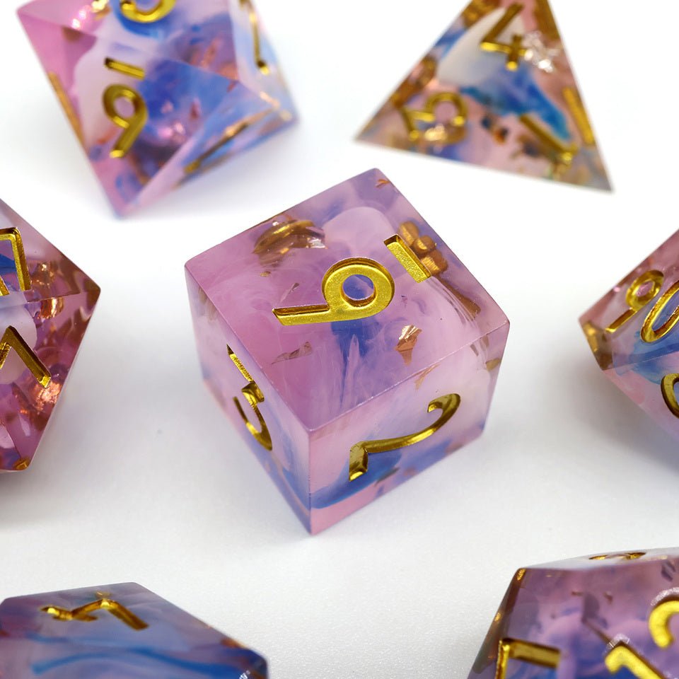 Unicorn Cream | Sharp Edge Dice | 7 Piece Set - Tabletop Dominion - We Print Miniatures