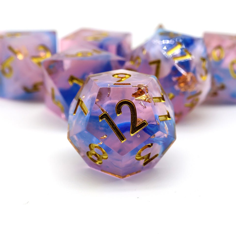 Unicorn Cream | Sharp Edge Dice | 7 Piece Set - Tabletop Dominion - We Print Miniatures
