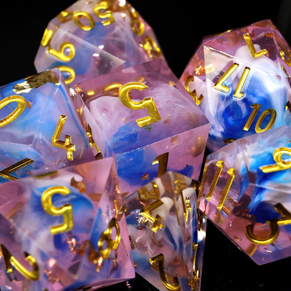 Unicorn Cream | Sharp Edge Dice | 7 Piece Set - Tabletop Dominion - We Print Miniatures
