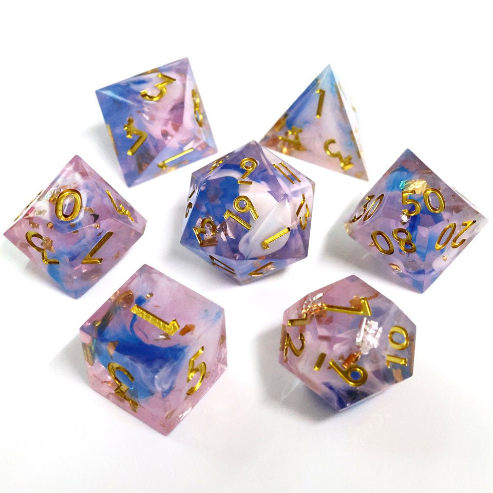 Unicorn Cream | Sharp Edge Dice | 7 Piece Set - Tabletop Dominion - We Print Miniatures