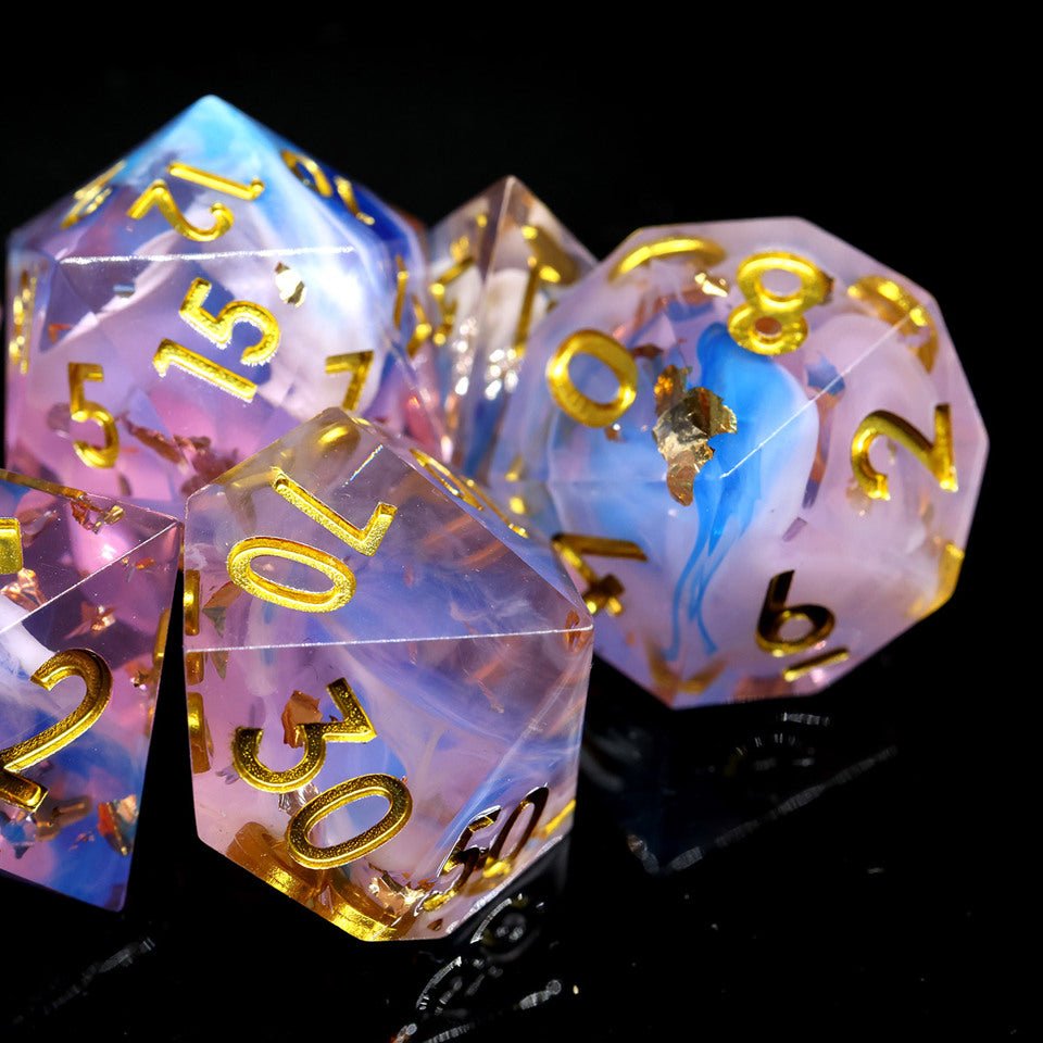 Unicorn Cream | Sharp Edge Dice | 7 Piece Set - Tabletop Dominion - We Print Miniatures