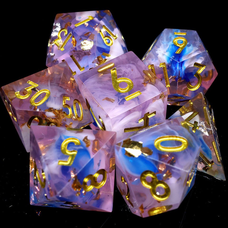 Unicorn Cream | Sharp Edge Dice | 7 Piece Set - Tabletop Dominion - We Print Miniatures