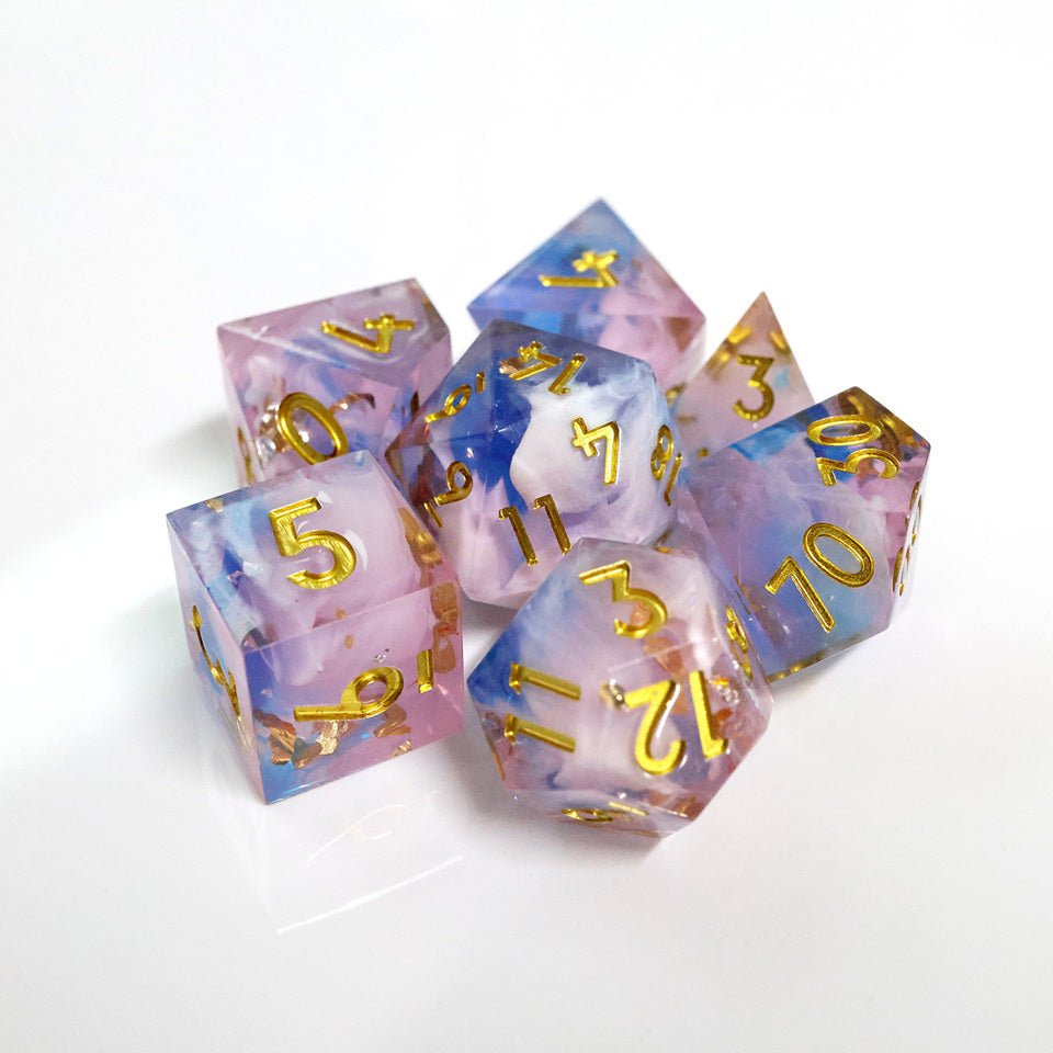 Unicorn Cream | Sharp Edge Dice | 7 Piece Set - Tabletop Dominion - We Print Miniatures