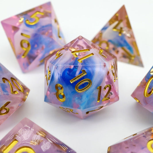 Unicorn Cream | Sharp Edge Dice | 7 Piece Set - Tabletop Dominion - We Print Miniatures