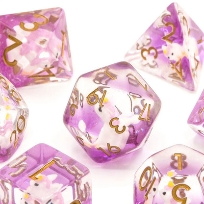 Unicorns | Resin Inclusion Dice | 7 Piece Set - Tabletop Dominion - We Print Miniatures