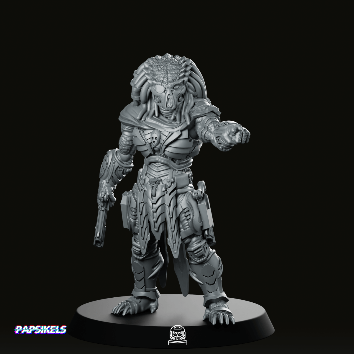 Unit Leader Death Squad Skull And Bone Hunter Miniature - Papsikels Miniatures - We Print Miniatures