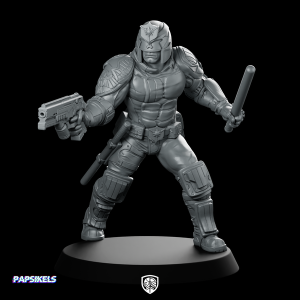 Upholder Ralph Pistol and Baton Miniature Cyberpunk Enforcer