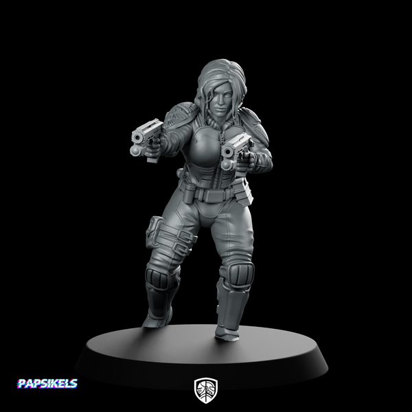 Upholder Triss Security Team Miniature Cyberpunk Dual-Raygun Enforcer