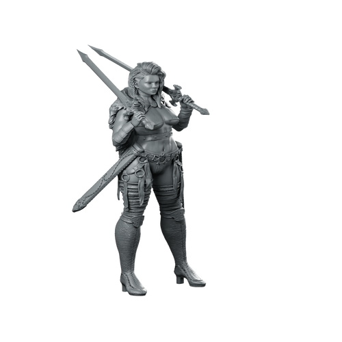 Valora Bloodstrike 32 Miniature Female Barbarian Warrior Miniature 360 Spin 01