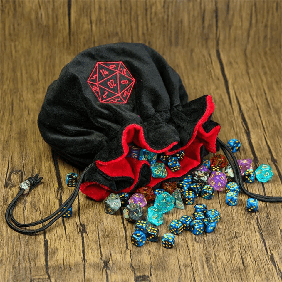 Velvet Vault | Super - Soft Large Dice Bag | Black - Tabletop Dominion - We Print Miniatures