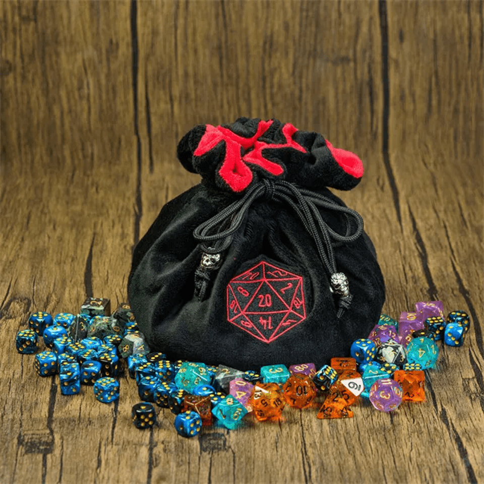 Velvet Vault | Super - Soft Large Dice Bag | Black - Tabletop Dominion - We Print Miniatures
