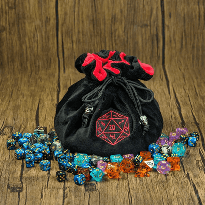 Velvet Vault | Super - Soft Large Dice Bag | Black - Tabletop Dominion - We Print Miniatures