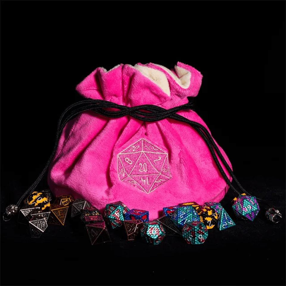 Velvet Vault | Super - Soft Large Dice Bag | Pink - Tabletop Dominion - We Print Miniatures