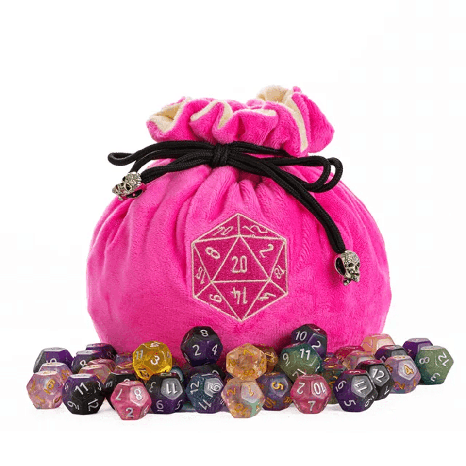 Velvet Vault | Super - Soft Large Dice Bag | Pink - Tabletop Dominion - We Print Miniatures
