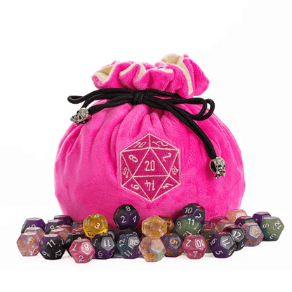 Velvet Vault | Super - Soft Large Dice Bag | Pink - Tabletop Dominion - We Print Miniatures
