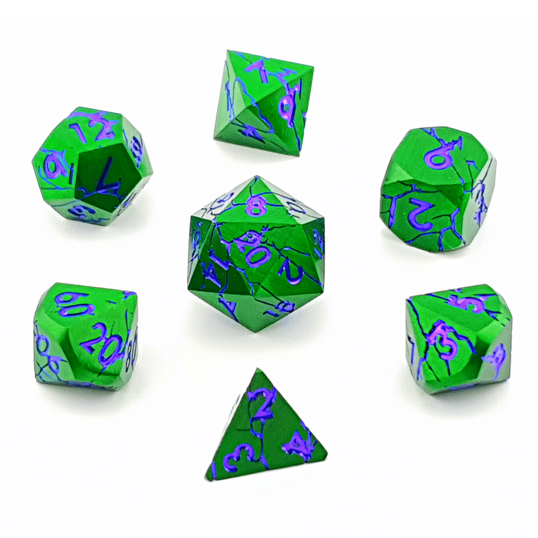 Venom Vein | Solid Metal Dice | 7 Piece Set - Tabletop Dominion - We Print Miniatures